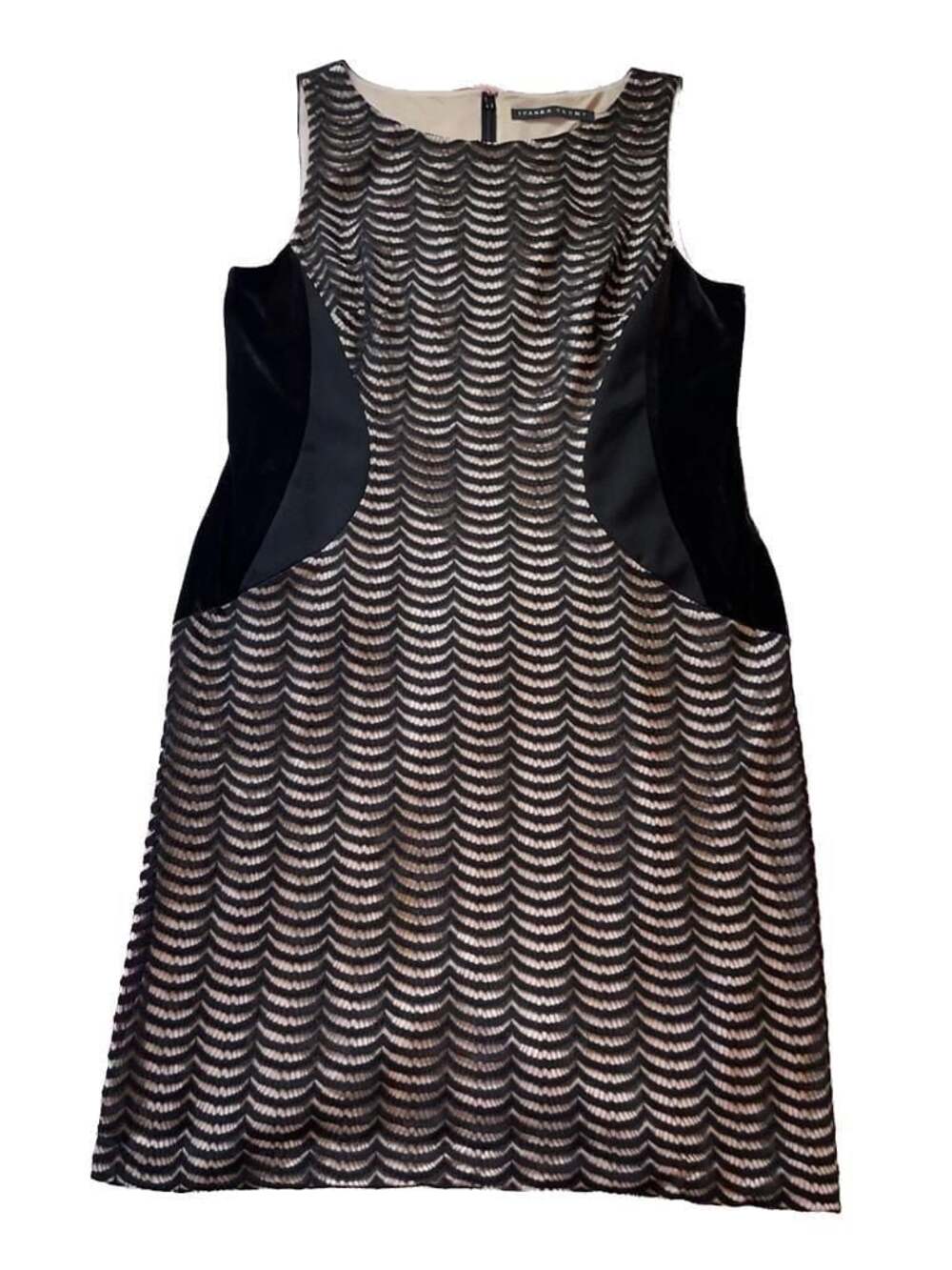 Ivanka Trump Black and Nude Scalloped Lace Sheath Dress Size 14